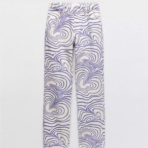 Zara Cream Patterned with a Violet Hue Jeans